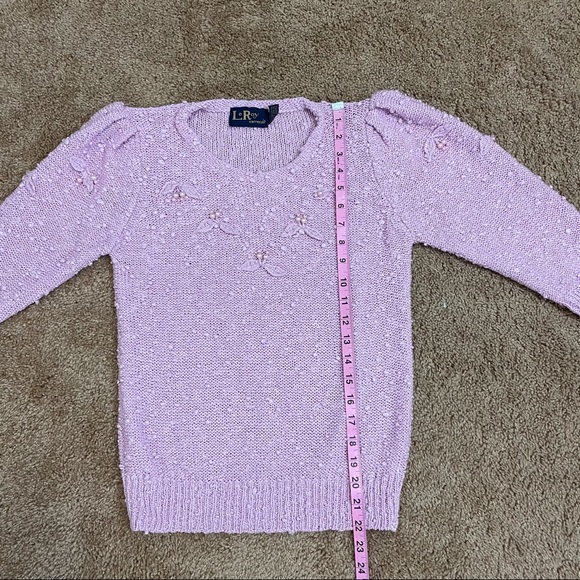 Vintage LeRoy Sweater 80's Cherry Pearl Small Pink Bobble Girly Retro 3/4 Sleeve - Picture 12 of 12